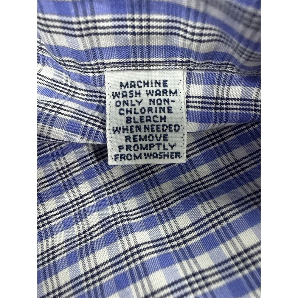 Vintage Ralph Lauren Shirt Men's 16.5 34/35 Blue Plaid Long Sleeve Cotton